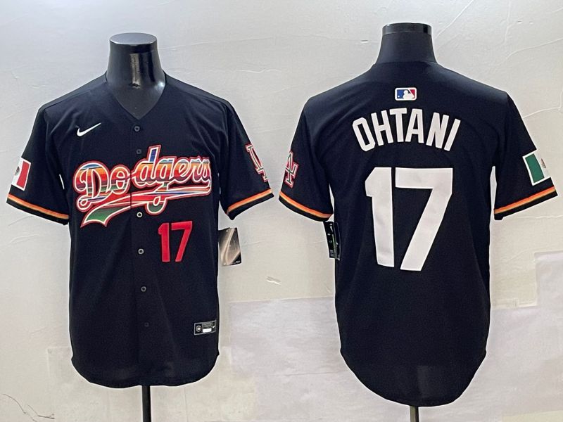 Men Los Angeles Dodgers #17 Ohtani Black rainbow Nike 2025 MLB Jersey style 4->los angeles dodgers->MLB Jersey